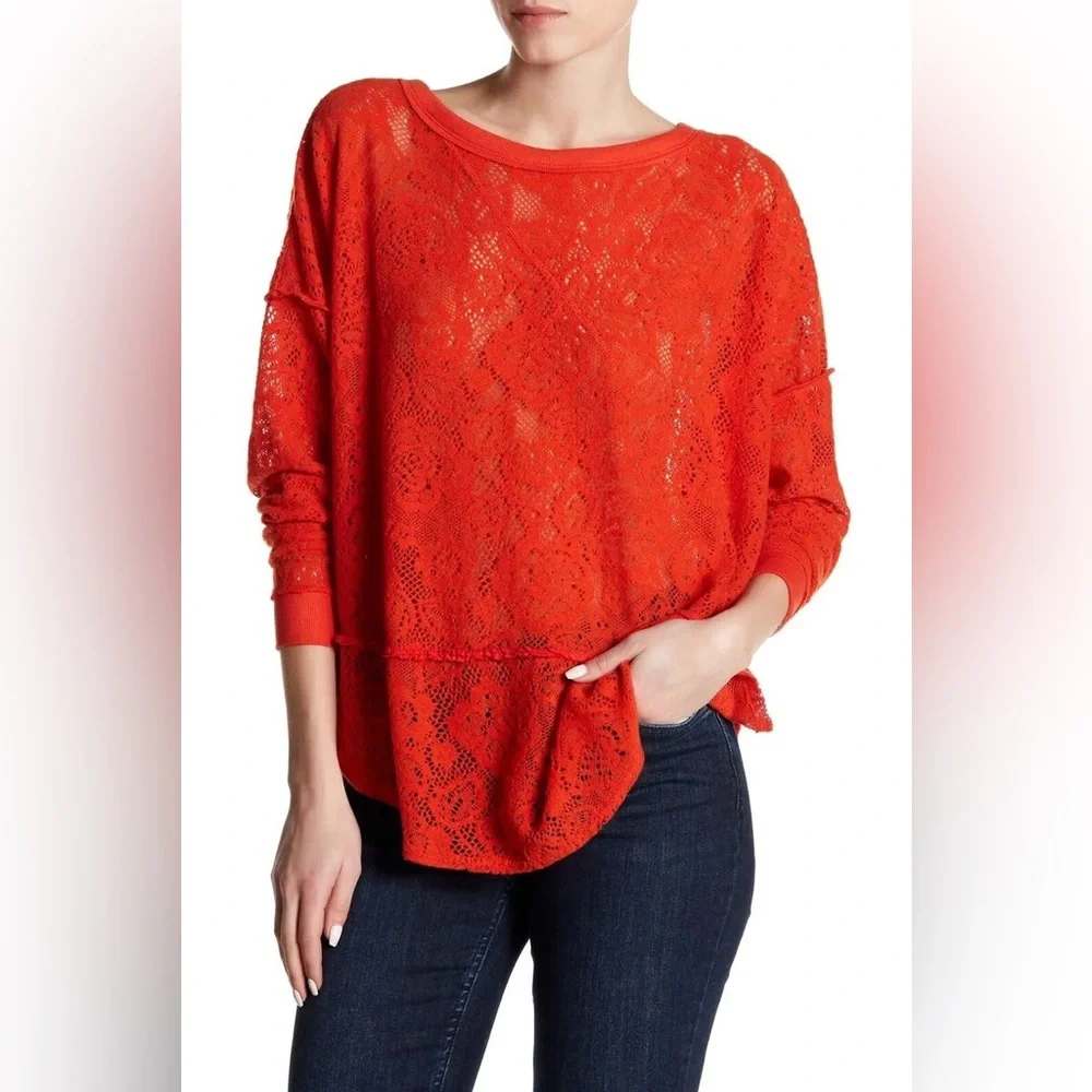 FREE PEOPLE Not Cold in This Floral Knit top - Picture 1 of 4